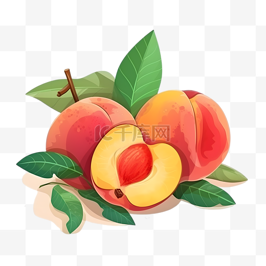 水果桃子油桃毛桃手绘图片