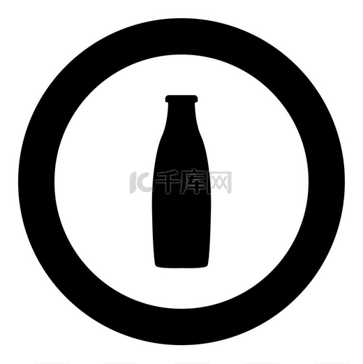 孤立的圆圈矢量图中的瓶子黑色图标图片