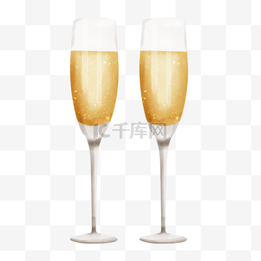 两只盛装着酒的香槟杯图片