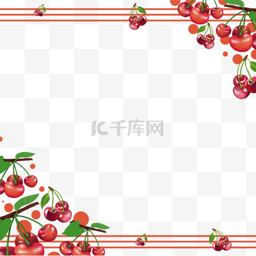 樱桃红色边框线条树叶图片