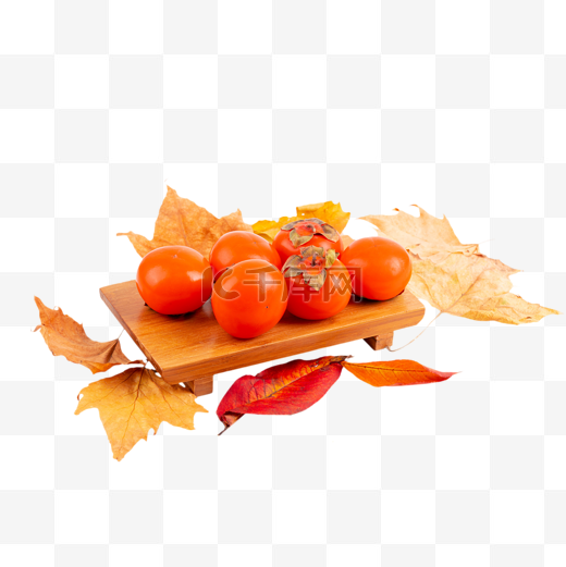 秋季柿子落叶图片