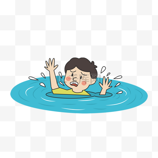 儿童水塘溺水概念插画图片