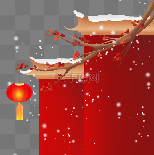 红墙白雪梅花冬天冬季春节图片