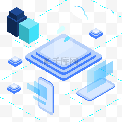 电子产品科技商务信息2.5D蓝色图片