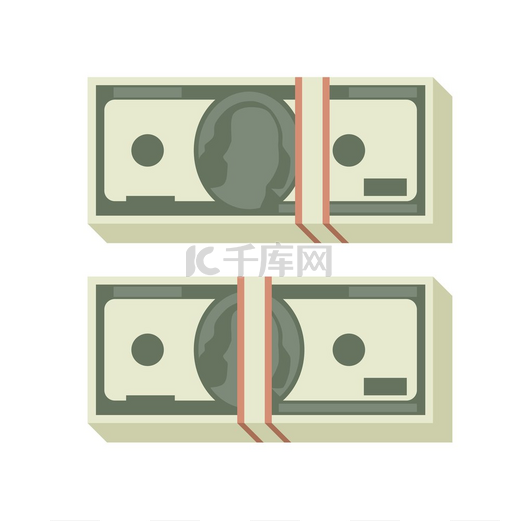 美元堆平图标一叠美元的插图白色背景上的两叠美元图片