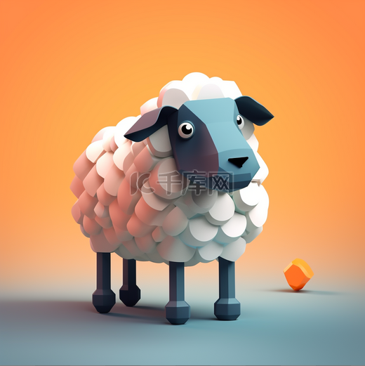 卡通3d可爱动物元素羊图片