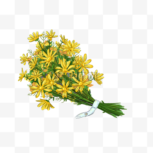 春天植物黄色花朵小雏菊花束图片