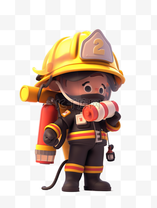 3D立体职业人物形象消防员图片