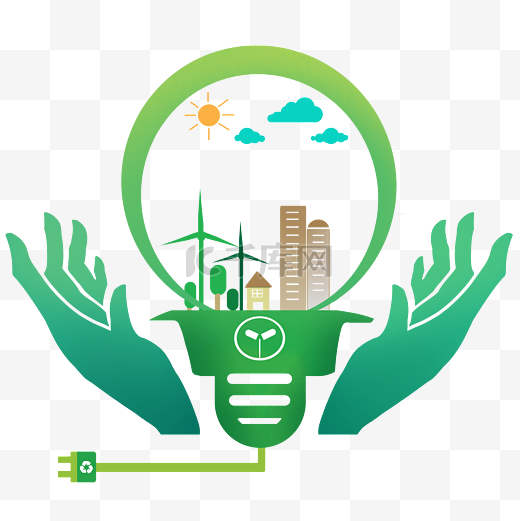 绿色能源低碳环保生活插画图片