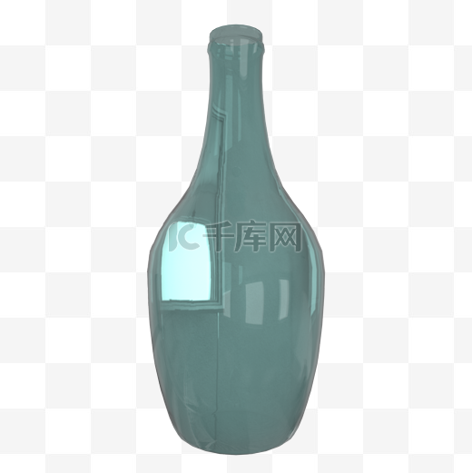 C4D天青色玻璃瓶酒瓶模型图片