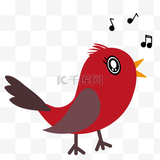 可爱的小鸟唱歌元素图片