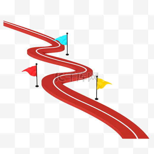红色C4D立体创意立体跑道进程图片