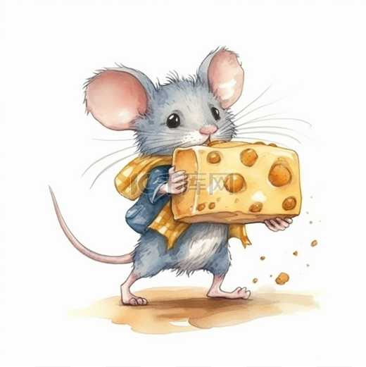 拿着奶酪的小老鼠图片
