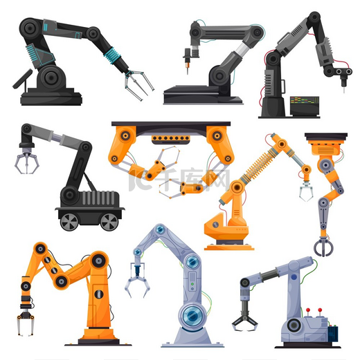 工业机器人操纵器、机械臂或机械手。图片