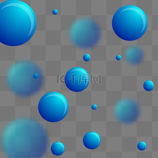 蓝色科技球漂浮装饰圆形泡泡球体图片