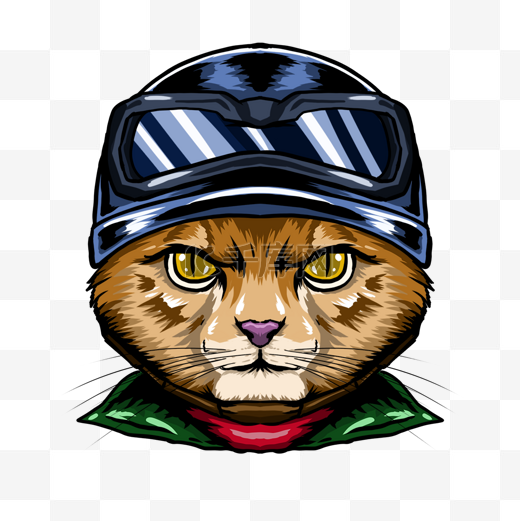 戴头盔的漫画风格猫咪图片