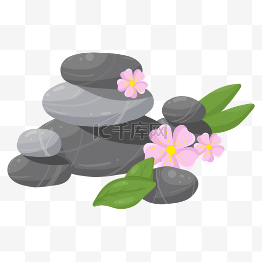 石头spa按摩叶子花粉色图片
