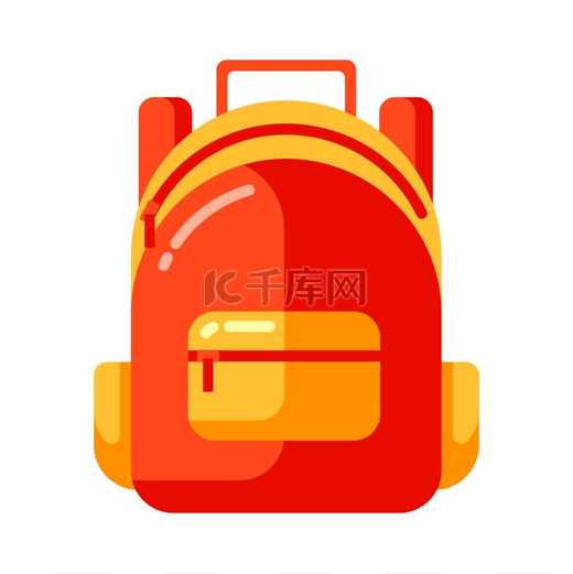 扁平风格的红色学校背包图标隔离在白色背景上的插图扁平风格的红色学校背包图标图片
