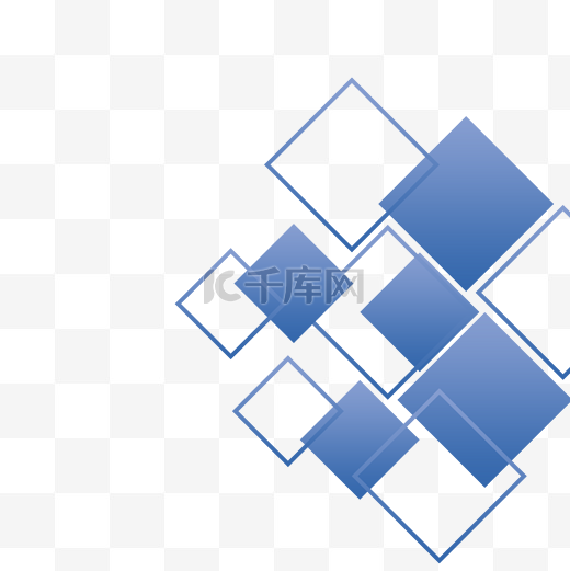 蓝色几何方形商务边框图片