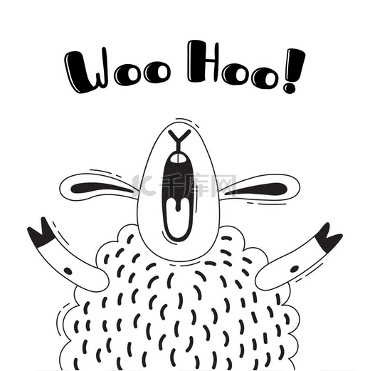 插图中有快乐的绵羊它们叫着呼呼用于设计有趣的头像欢迎海报和卡片可爱的动物插图中有快乐的绵羊它们叫着呼呼用于设计有趣的头像欢迎海报和卡片矢量中的可爱动物图片