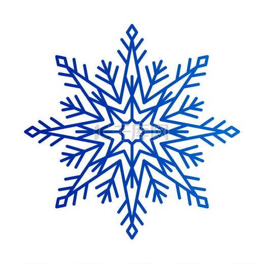 由正方形、三角形和线条组成的蓝色雪花，冰晶象征着冬季和假期的来临矢量图解。图片