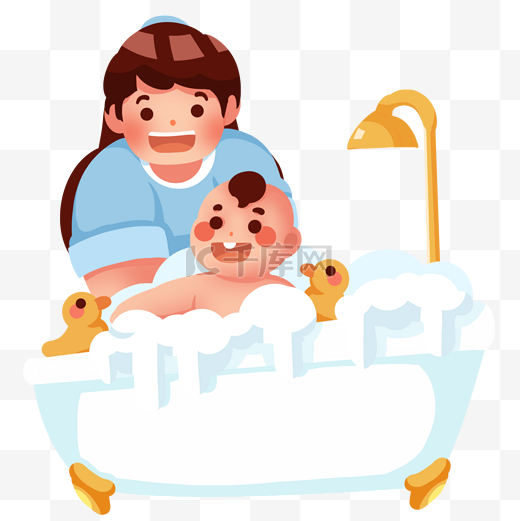婴儿新生儿护理给宝宝洗澡图片