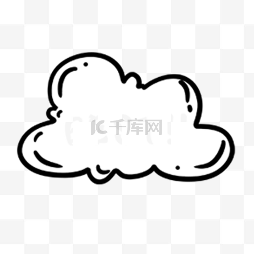 黑白线条卡通云朵气泡会话框图片