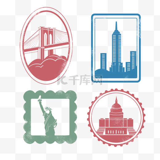 邮戳标志建筑邮票复古图片