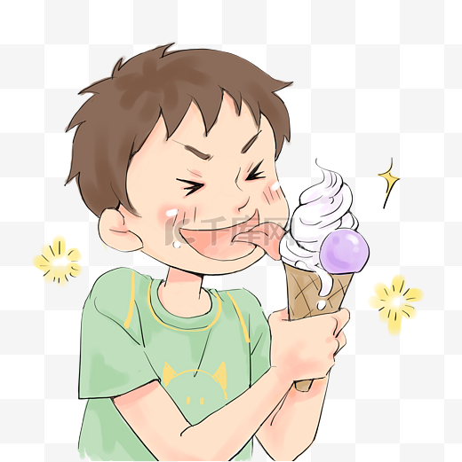 吃美味冰淇淋的男孩图片