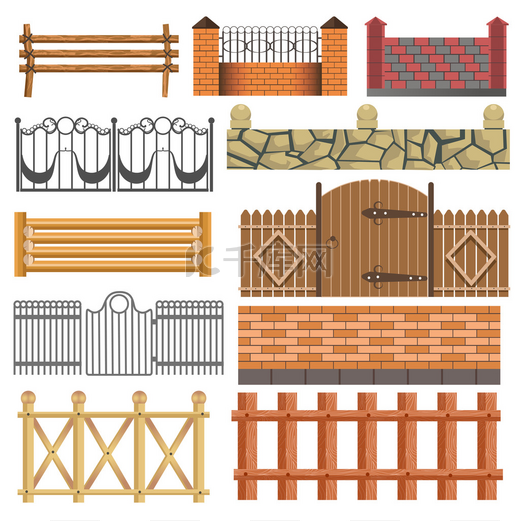 不同的篱芭设计木制的集图片