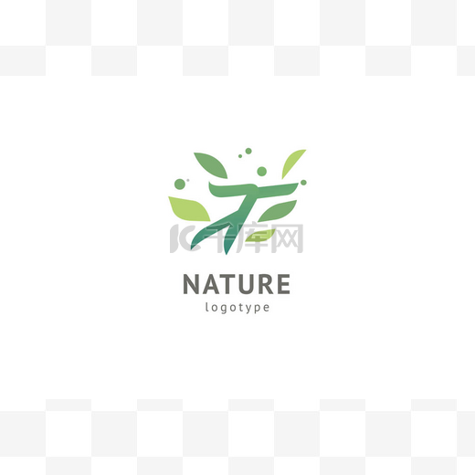 抽象自然标志图标矢量设计。健康生态食品，生态，水疗，饮食，瑜伽，环境日矢量标志。快乐的人与叶子的标志。健身，体育网络图标.图片