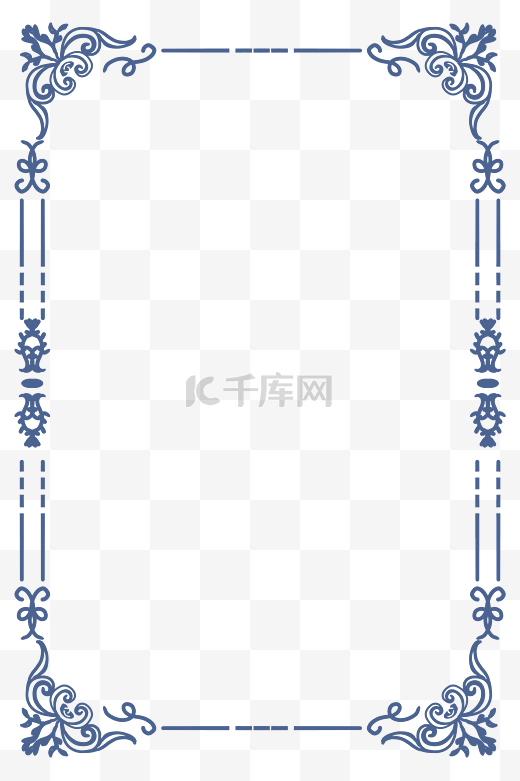 蓝色复古花纹底纹边框欧式方形图片