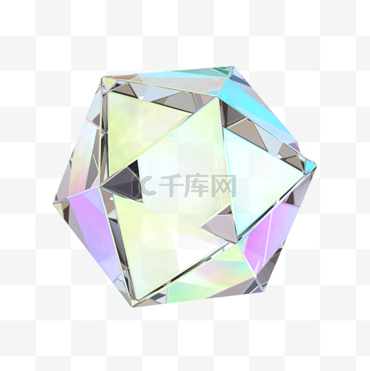 C4D立体透明水晶图形玻璃几何图片
