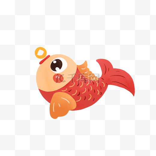红色卡通金币锦鲤鱼免抠图片