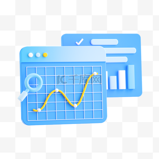 蓝色3D立体C4D银行金融理财数据分析图片
