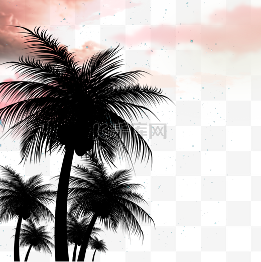 星空下的椰子树夏季夜晚边框图片