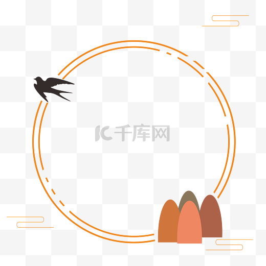 中式简约燕子群山边框图片