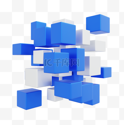 3DC4D立体蓝白方块图片