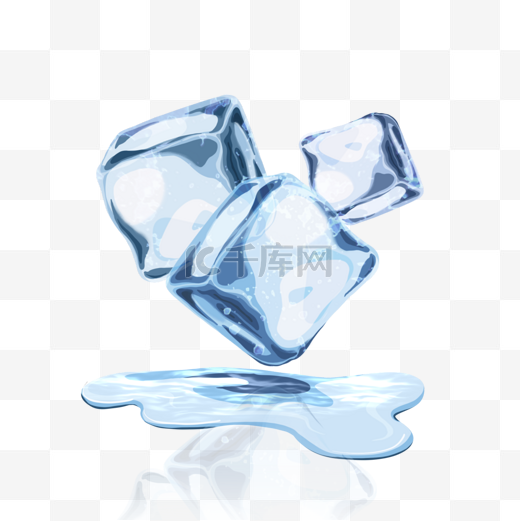 冰块融化水写实风格蓝色图片