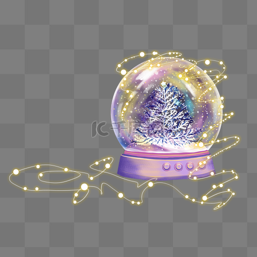 圣诞节水晶球圣诞树雪花彩灯图片