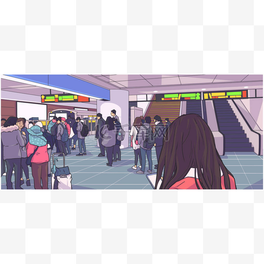 繁忙的地铁、地铁、地下、火车站等人, 站在站台和登机车上图片