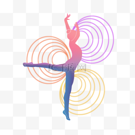 女性艺术体操抽象剪影图片