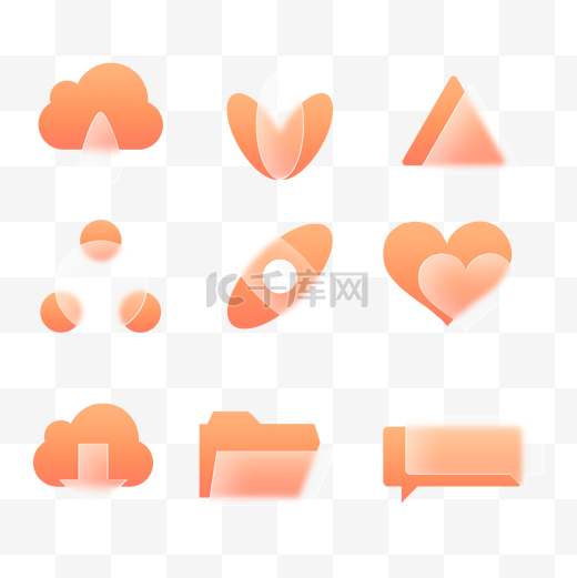 橙色环保互联网毛玻璃半透明图标icon图片