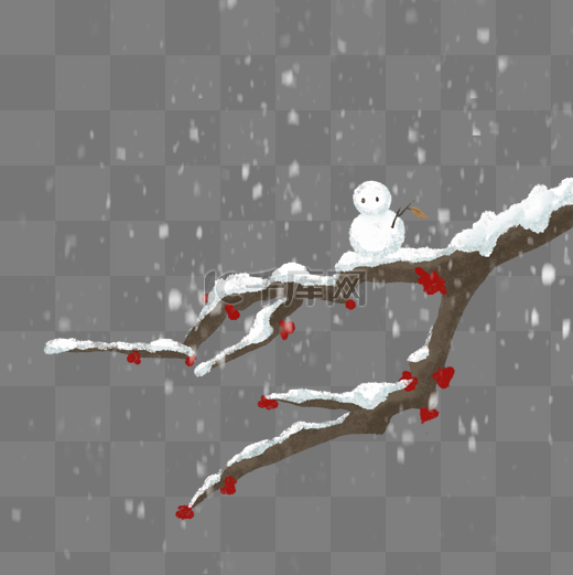 冬季落雪挂雪树枝枝干图片
