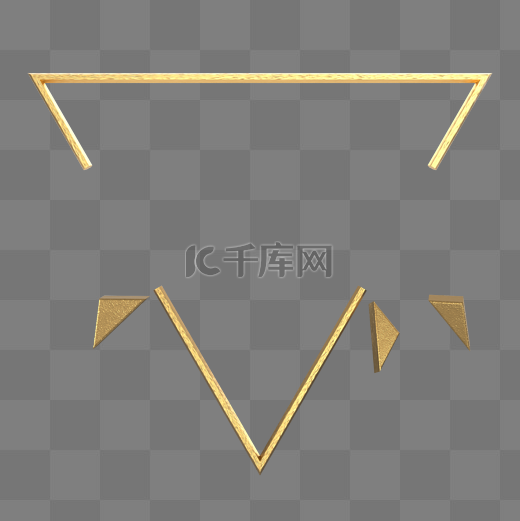 金色几何三角C4D图片