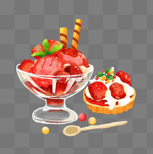 夏天夏季冰淇淋西瓜草莓蛋糕图片