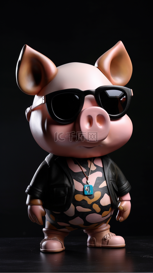 猪简约背景ip服装数字风可爱图片
