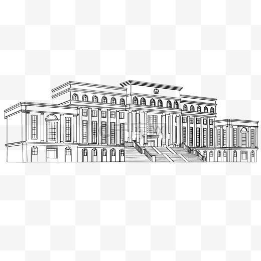 线描素描法院建筑图片