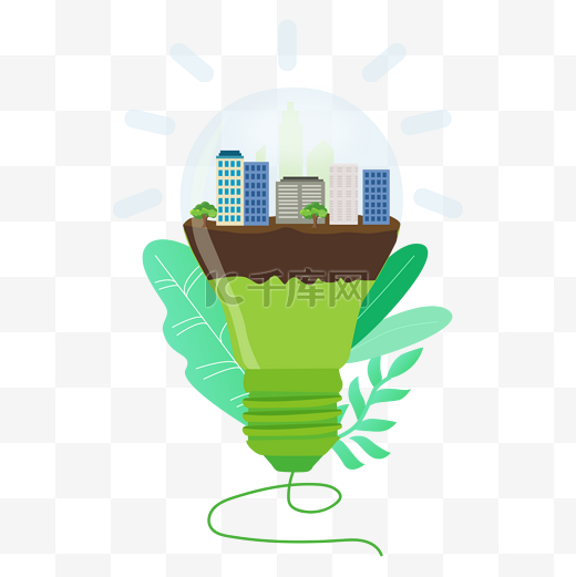 绿色低碳省电创意灯泡图片