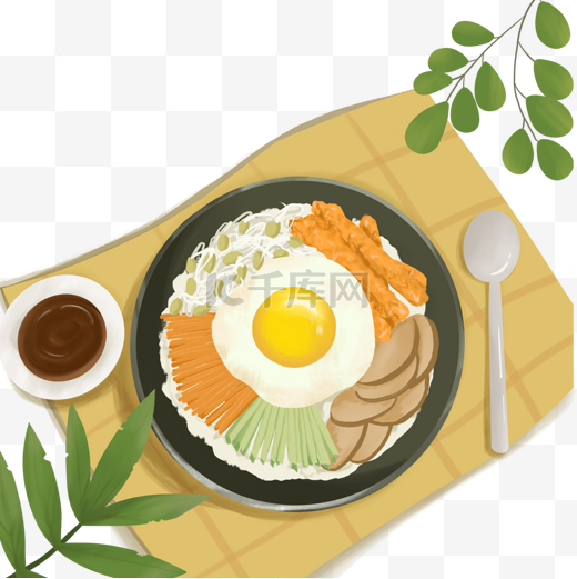 韩国美食插画石锅拌饭图片